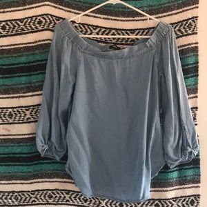 Urban Outfitters blue off the shoulder blouse